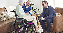 woman in wheelchair in living room